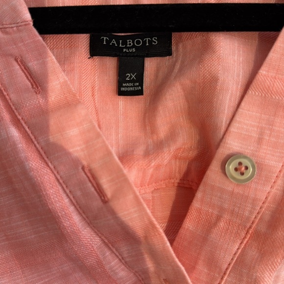 Talbots Salmon NWOT popover blouse plus size 2X - Picture 3 of 7